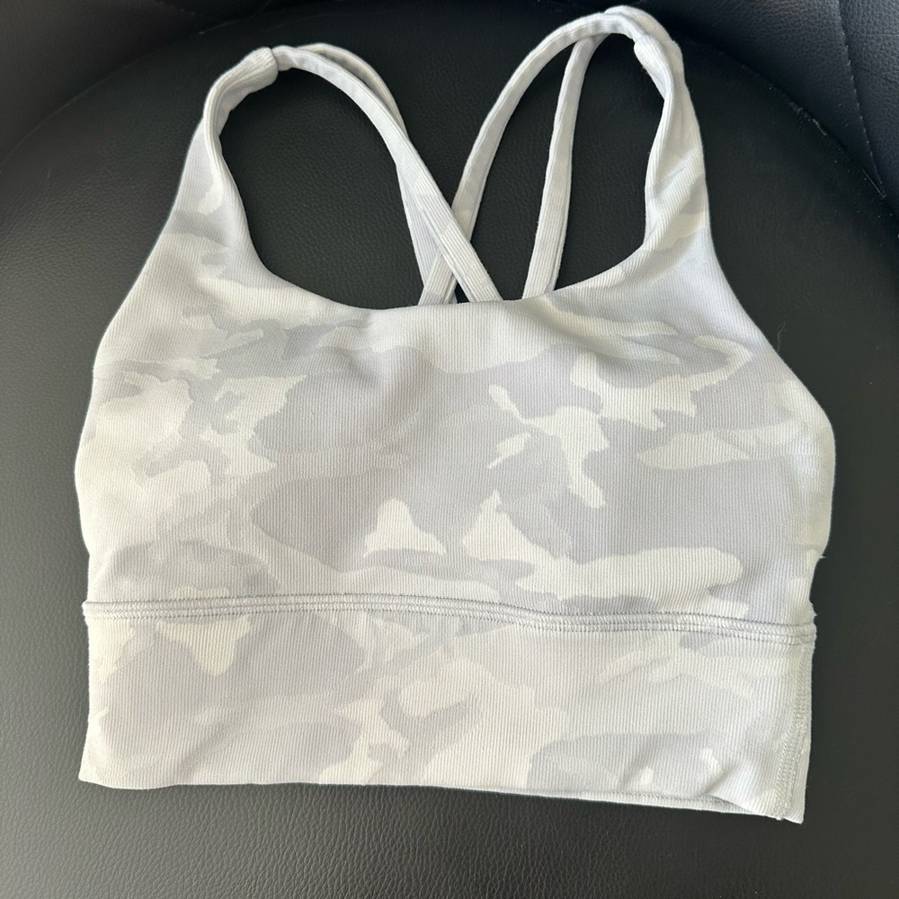 Lululemon Light Blue Camo Energy Sports Bra Size 2